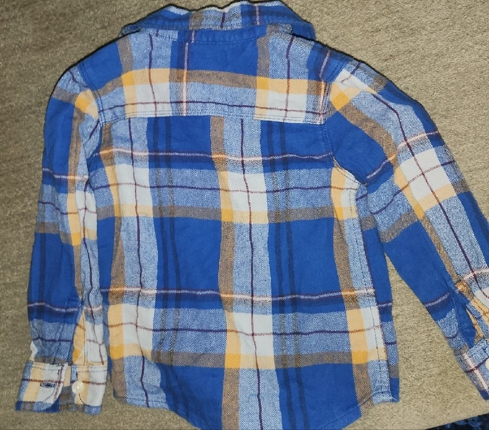 OshKosh B'gosh 2 Kids Plaid Flannel Button-Down Shirts - Blue and Burgundy